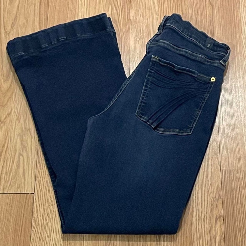 7 For All Mankind Women’s 31 (30x28) Dojo Bootcut Jeans Dark Blue Denim Stretch